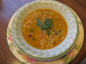 Moroccan Red Lentil-Bean Stew with Basmati Rice