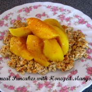 Oatmeal Pancakes with Honeyed Mangoes