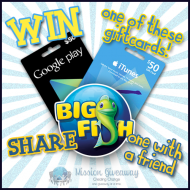 #PayItForward with #MissionGiveaway Big Fish:  $50 GC One iTunes and One Google Play