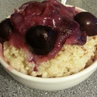 Vegan Rice Pudding with Cherry Sauce