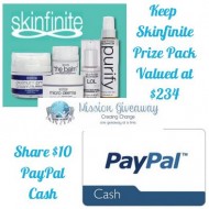 Skinfinite products rv $234 and Cash with Mission Giveaway
