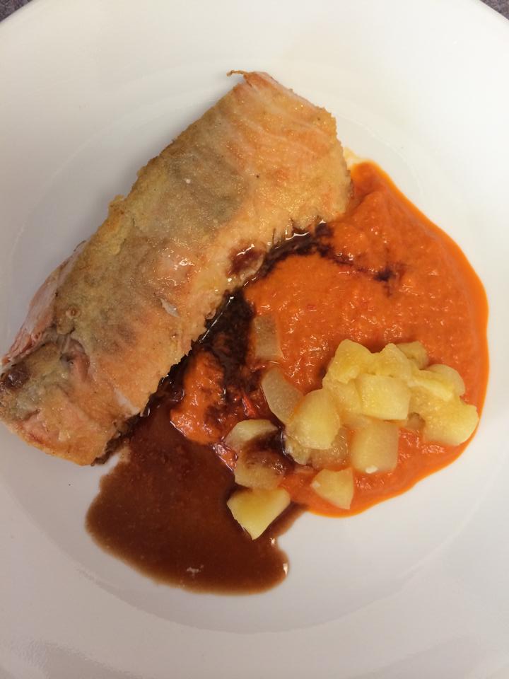 Salmon with Red Pepper Coulis