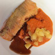 Salmon with Red Pepper Coulis