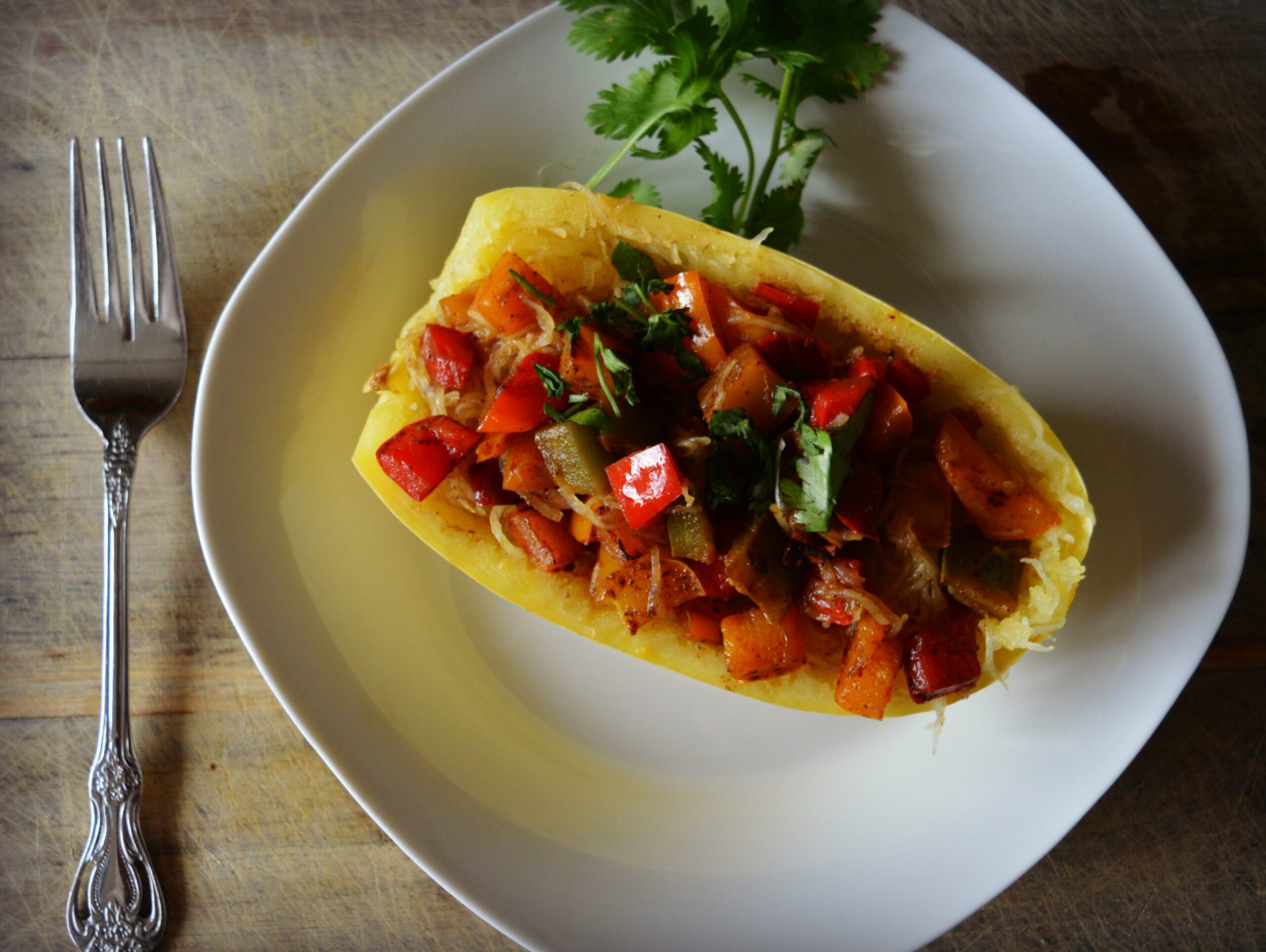 Rainbow Pepper Spaghetti Squash