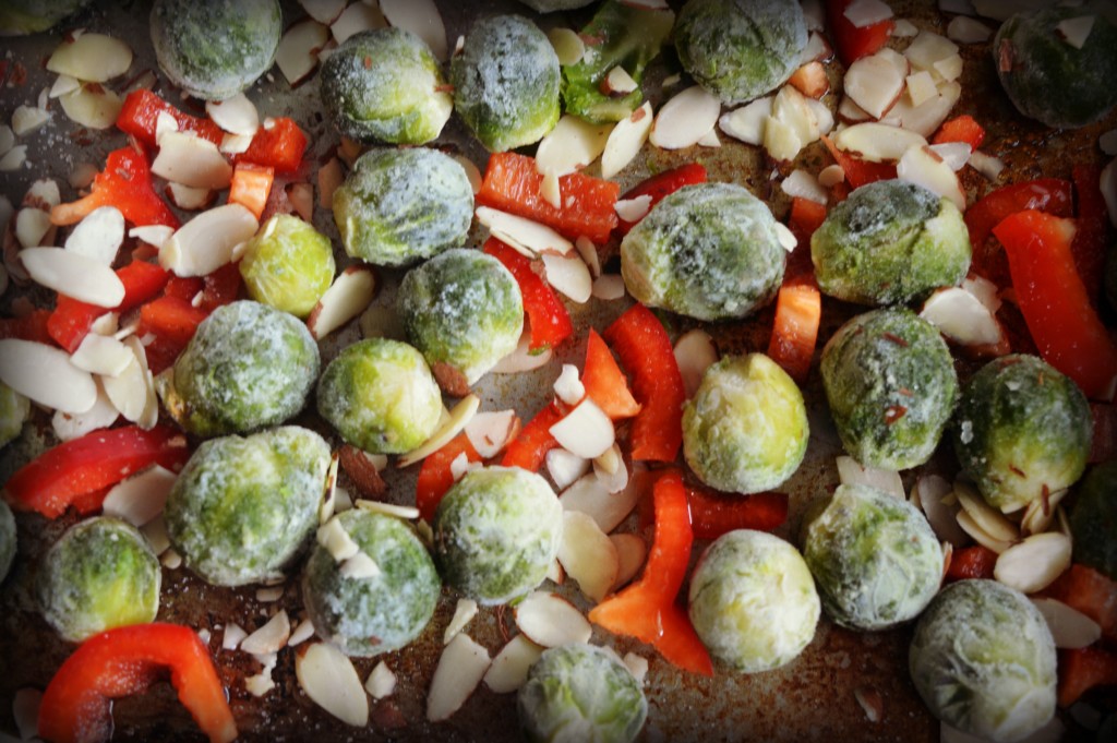 roasted brussel sprouts and red pepper 1