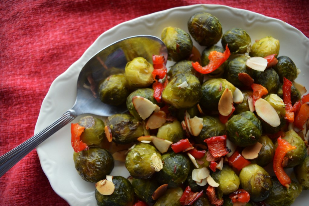 Roasted Brussel Sprouts and Red Pepper