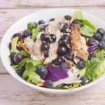 This Salmon is prepared quickly by frying with blueberries for an added flavor that is out of this world!   Bring your favorite salad greens into a plate or bowl and top it with this Salmon and Blueberry Salad recipe!