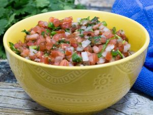 This salsa called Pico de Gallo is also called salsa fresca.  It is served with most Mexican dishes.  I have grown to love this salsa over my eggs for breakfast!