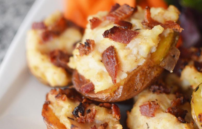 Veggie Loaded Creamy Potato Skins (Dairy Free)