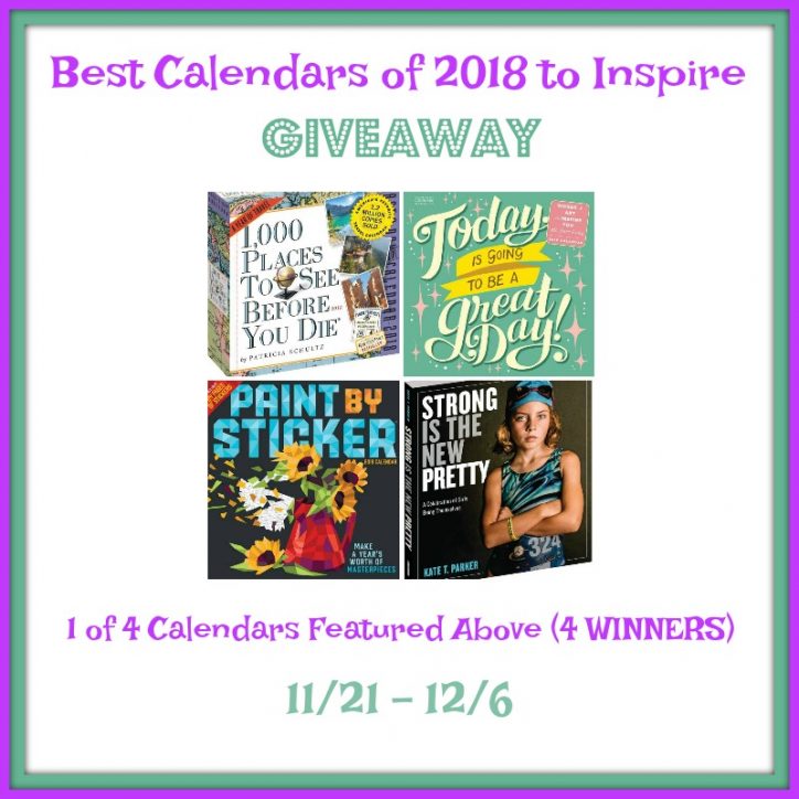 Best Calendars of 2018 to Inspire Giveaway