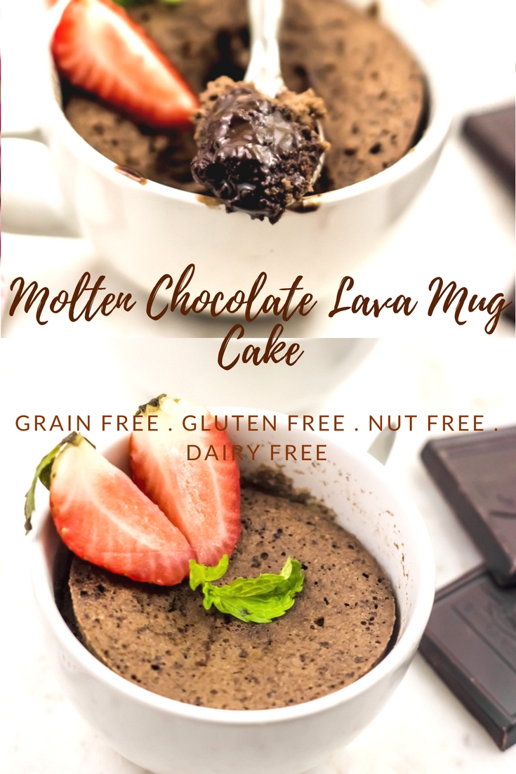 Molten Lava Chocolate Mug Cake, Dairy & Gluten Free, Paleo