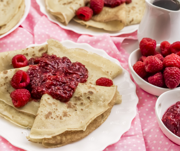 Crepes with Raspberry Compote