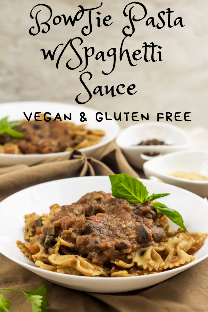 BowTie Pasta w/Spaghetti Sauce Vegan & Gluten Free