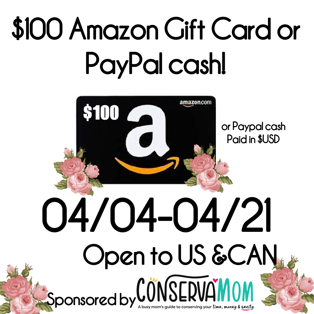 $100 Amazon Gift Card or Paypal Cash Giveaway